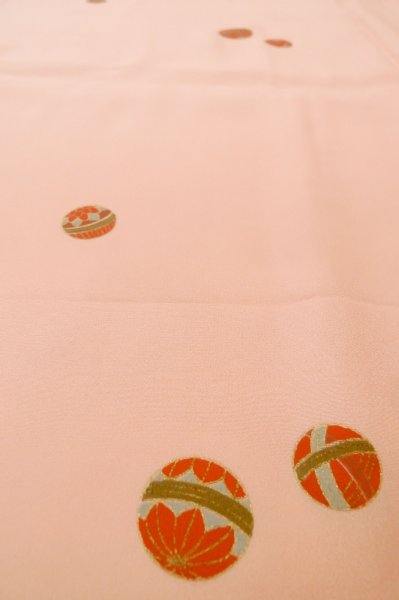 Photo8: Mint P0901T Vintage Japanese kimono Pale Pink JUBAN undergarment for women / Silk., Japanese traditional ball pattern (Grade A) (8)