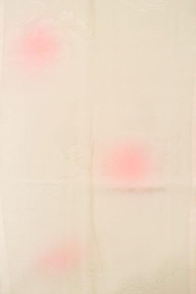 Photo4: P0901Y Vintage Japanese kimono Light Pink JUBAN undergarment for women / Synthetic. Gradation, Based woven pattern: KIRI paulownia, KIKYO Japanese balloonflower, Bamboo leaf, Wave, Greek key fret (Grade B) (4)