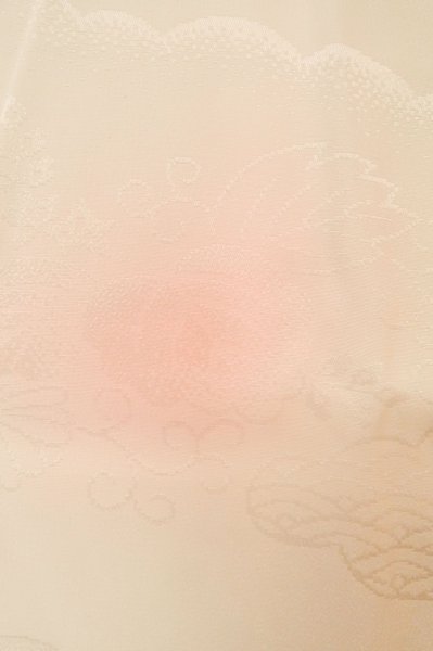 Photo6: P0901Y Vintage Japanese kimono Light Pink JUBAN undergarment for women / Synthetic. Gradation, Based woven pattern: KIRI paulownia, KIKYO Japanese balloonflower, Bamboo leaf, Wave, Greek key fret (Grade B) (6)