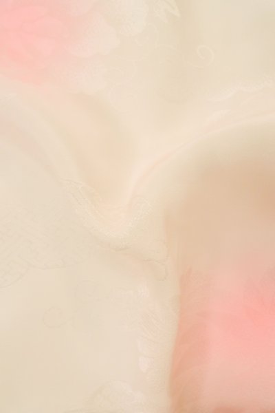 Photo11: P0901Y Vintage Japanese kimono Light Pink JUBAN undergarment for women / Synthetic. Gradation, Based woven pattern: KIRI paulownia, KIKYO Japanese balloonflower, Bamboo leaf, Wave, Greek key fret (Grade B) (11)