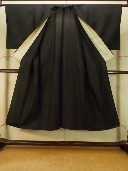 Photo2: P0902A Vintage Japanese kimono Black MONTSUKI crests for women / Silk., There are stains. (Grade D) (2)