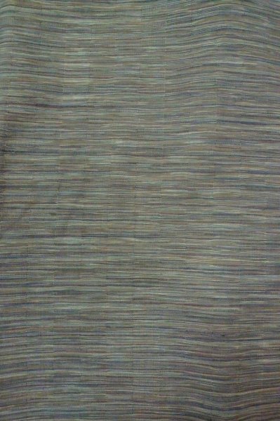 Photo3: P0916A Vintage Japanese kimono Grayish Light Blue ORI woven for women / Wool. Stripes (Grade C) (3)