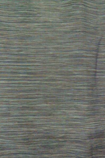 Photo4: P0916A Vintage Japanese kimono Grayish Light Blue ORI woven for women / Wool. Stripes (Grade C) (4)