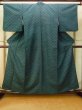 Photo1: P0916B Vintage Japanese kimono Dark Grayish Teal HITOE unlined for women / Wool. Stripes (Grade B) (1)