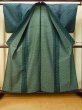 Photo2: P0916B Vintage Japanese kimono Dark Grayish Teal HITOE unlined for women / Wool. Stripes (Grade B) (2)