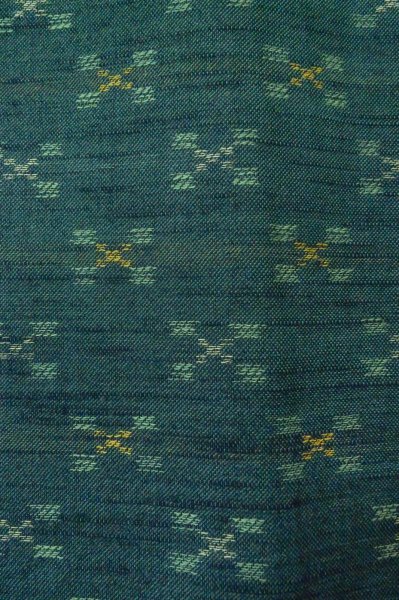 Photo6: P0916B Vintage Japanese kimono Dark Grayish Teal HITOE unlined for women / Wool. Stripes (Grade B) (6)