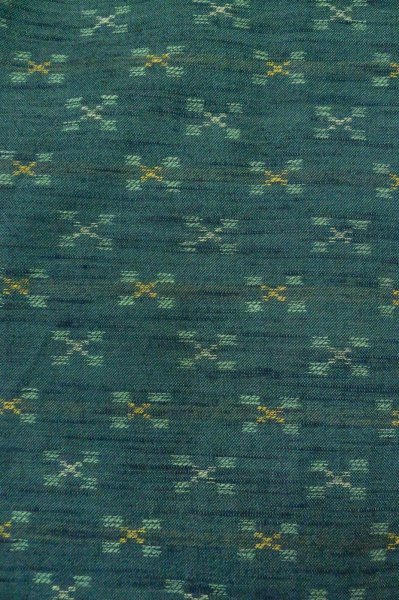 Photo7: P0916B Vintage Japanese kimono Dark Grayish Teal HITOE unlined for women / Wool. Stripes (Grade B) (7)