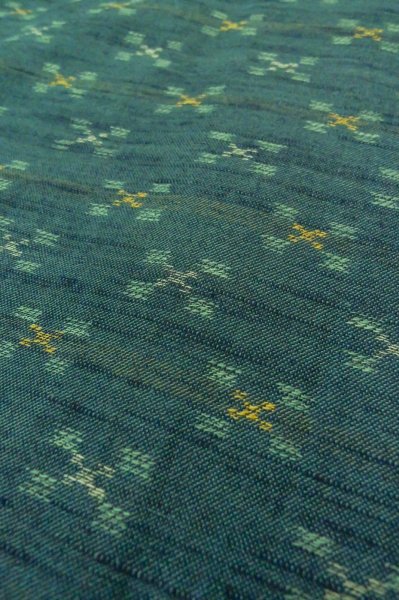 Photo8: P0916B Vintage Japanese kimono Dark Grayish Teal HITOE unlined for women / Wool. Stripes (Grade B) (8)