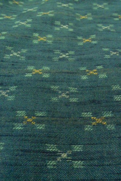 Photo9: P0916B Vintage Japanese kimono Dark Grayish Teal HITOE unlined for women / Wool. Stripes (Grade B) (9)