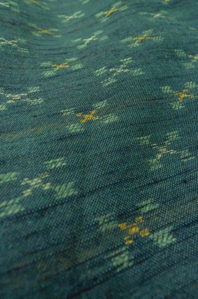 Photo10: P0916B Vintage Japanese kimono Dark Grayish Teal HITOE unlined for women / Wool. Stripes (Grade B) (10)