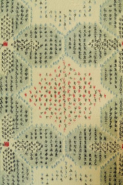 Photo5: P0916C Vintage Japanese kimono Grayish Light Blue HITOE unlined for women / Wool. Abstract pattern (Grade C) (5)
