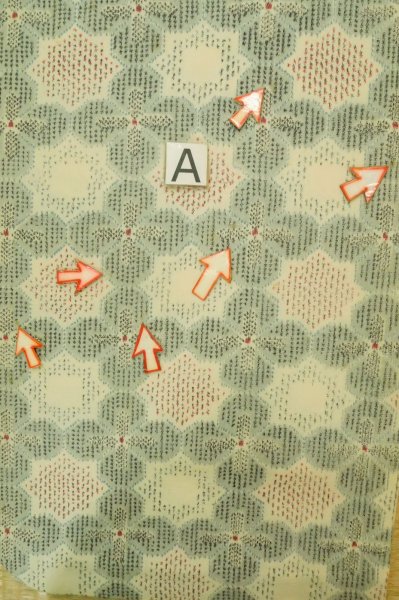 Photo14: P0916C Vintage Japanese kimono Grayish Light Blue HITOE unlined for women / Wool. Abstract pattern (Grade C) (14)