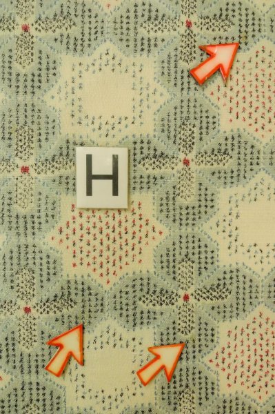Photo21: P0916C Vintage Japanese kimono Grayish Light Blue HITOE unlined for women / Wool. Abstract pattern (Grade C) (21)