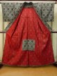 Photo2: P0916D Vintage Japanese kimono Black HITOE unlined for women / Wool. Lozenges, The thread is partially loose at bottom hem. (Grade D) (2)
