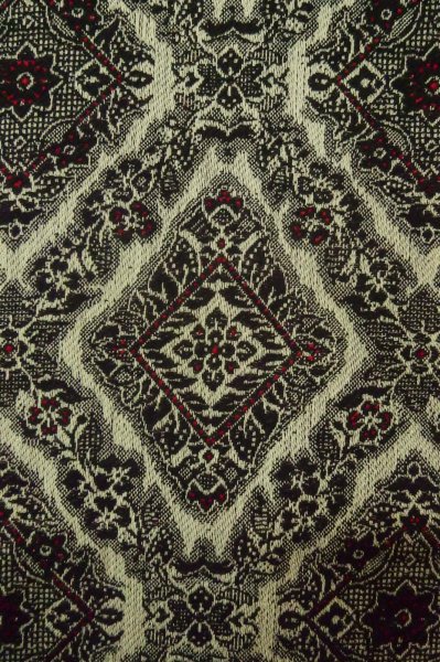 Photo6: P0916D Vintage Japanese kimono Black HITOE unlined for women / Wool. Lozenges, The thread is partially loose at bottom hem. (Grade D) (6)