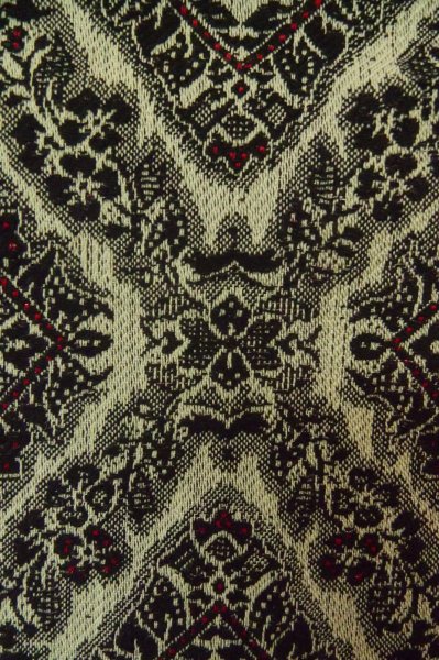Photo7: P0916D Vintage Japanese kimono Black HITOE unlined for women / Wool. Lozenges, The thread is partially loose at bottom hem. (Grade D) (7)