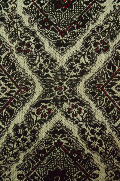 Photo8: P0916D Vintage Japanese kimono Black HITOE unlined for women / Wool. Lozenges, The thread is partially loose at bottom hem. (Grade D) (8)