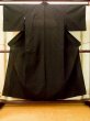 Photo1: P0916E Vintage Japanese kimono Black HITOE unlined for women / Wool. Line (Grade B) (1)