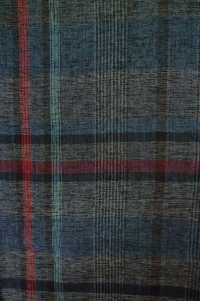 Photo3: P0916F Vintage Japanese kimono Gray HITOE unlined for women / Wool. Plaid Checks (Grade B) (3)
