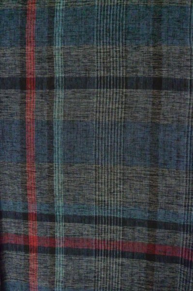 Photo4: P0916F Vintage Japanese kimono Gray HITOE unlined for women / Wool. Plaid Checks (Grade B) (4)