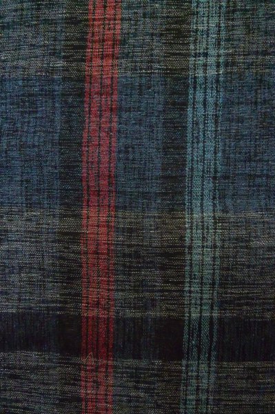 Photo6: P0916F Vintage Japanese kimono Gray HITOE unlined for women / Wool. Plaid Checks (Grade B) (6)