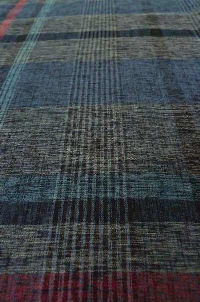 Photo8: P0916F Vintage Japanese kimono Gray HITOE unlined for women / Wool. Plaid Checks (Grade B) (8)