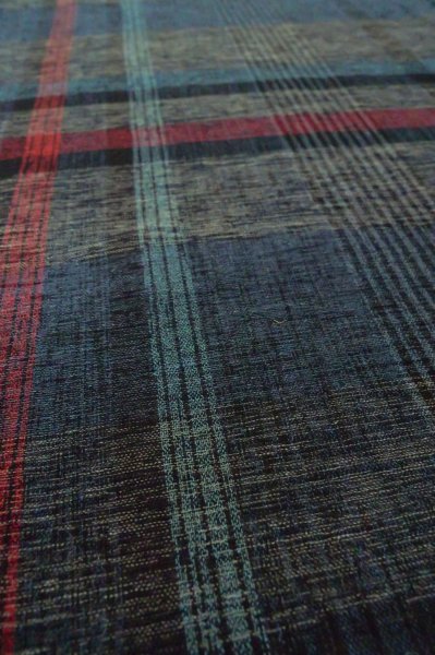Photo10: P0916F Vintage Japanese kimono Gray HITOE unlined for women / Wool. Plaid Checks (Grade B) (10)