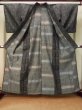Photo2: Mint P0916G Vintage Japanese kimono Black HITOE unlined for women / Wool. Abstract pattern (Grade A) (2)