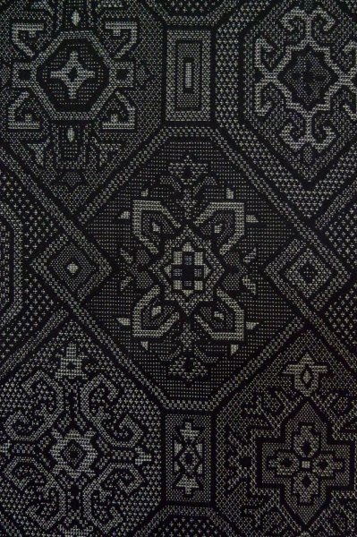 Photo5: Mint P0916G Vintage Japanese kimono Black HITOE unlined for women / Wool. Abstract pattern (Grade A) (5)