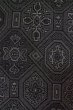Photo6: Mint P0916G Vintage Japanese kimono Black HITOE unlined for women / Wool. Abstract pattern (Grade A) (6)