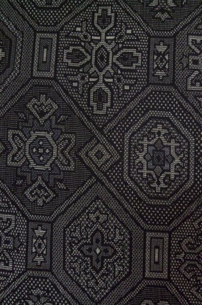Photo6: Mint P0916G Vintage Japanese kimono Black HITOE unlined for women / Wool. Abstract pattern (Grade A) (6)