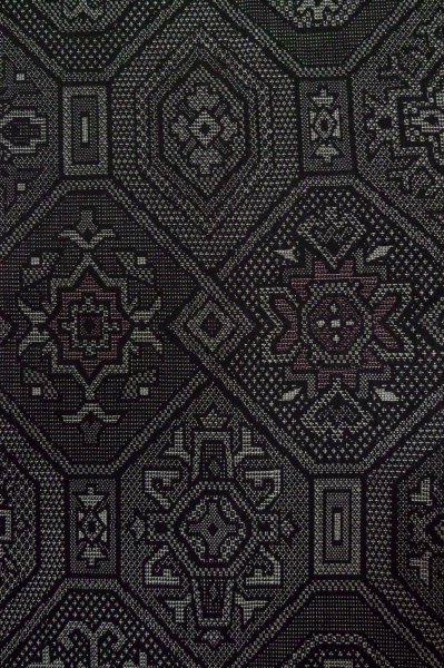 Photo7: Mint P0916G Vintage Japanese kimono Black HITOE unlined for women / Wool. Abstract pattern (Grade A) (7)