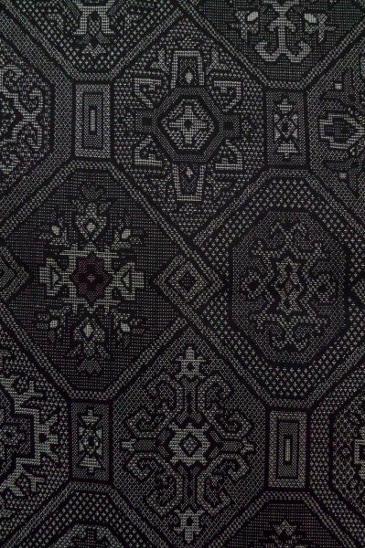 Photo8: Mint P0916G Vintage Japanese kimono Black HITOE unlined for women / Wool. Abstract pattern (Grade A) (8)