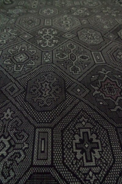 Photo10: Mint P0916G Vintage Japanese kimono Black HITOE unlined for women / Wool. Abstract pattern (Grade A) (10)