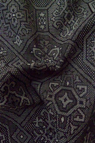 Photo13: Mint P0916G Vintage Japanese kimono Black HITOE unlined for women / Wool. Abstract pattern (Grade A) (13)