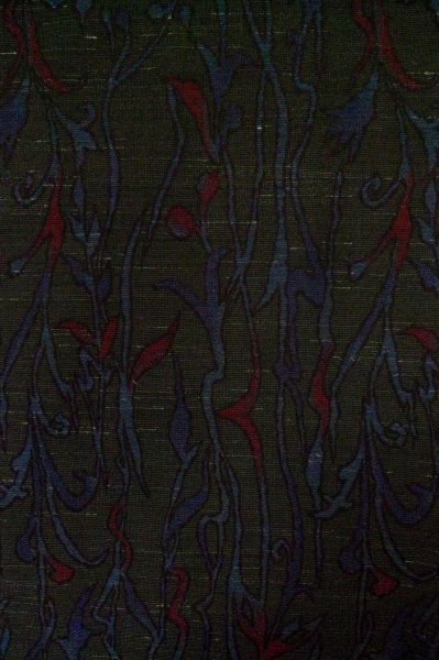 Photo3: Mint P0916H Vintage Japanese kimono Black HITOE unlined for women / Wool. Abstract pattern (Grade A) (3)