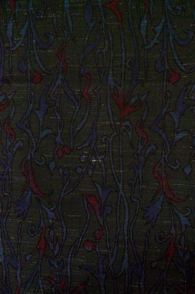 Photo4: Mint P0916H Vintage Japanese kimono Black HITOE unlined for women / Wool. Abstract pattern (Grade A) (4)