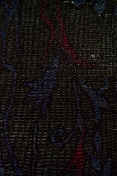 Photo5: Mint P0916H Vintage Japanese kimono Black HITOE unlined for women / Wool. Abstract pattern (Grade A) (5)