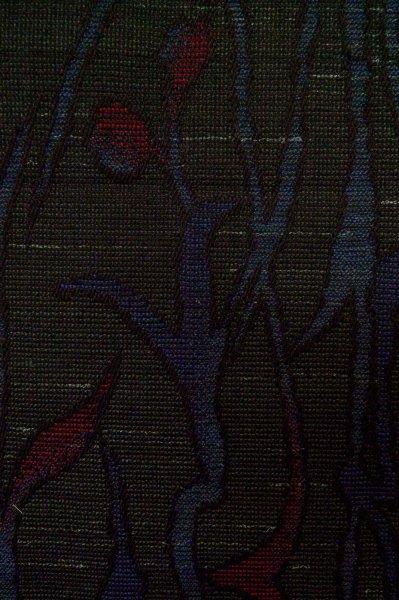 Photo6: Mint P0916H Vintage Japanese kimono Black HITOE unlined for women / Wool. Abstract pattern (Grade A) (6)