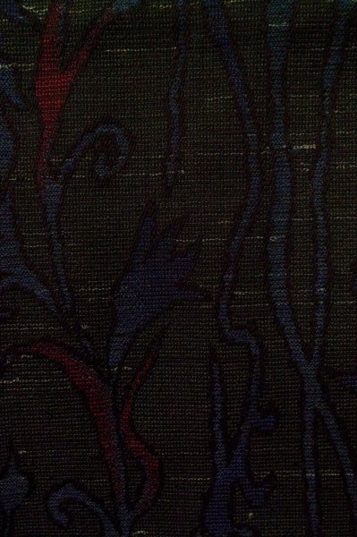 Photo7: Mint P0916H Vintage Japanese kimono Black HITOE unlined for women / Wool. Abstract pattern (Grade A) (7)