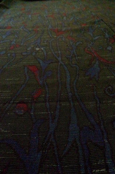Photo8: Mint P0916H Vintage Japanese kimono Black HITOE unlined for women / Wool. Abstract pattern (Grade A) (8)