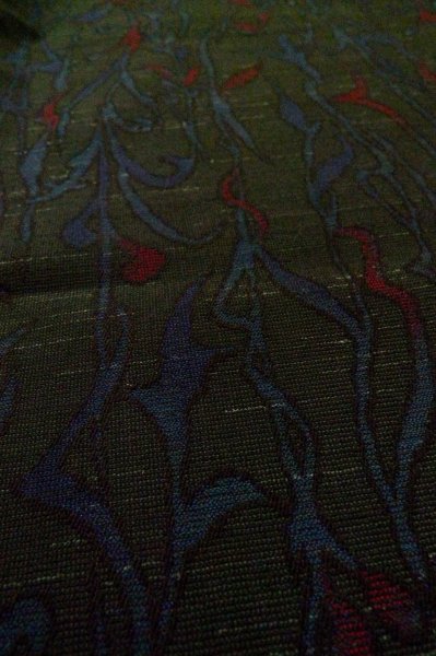 Photo9: Mint P0916H Vintage Japanese kimono Black HITOE unlined for women / Wool. Abstract pattern (Grade A) (9)