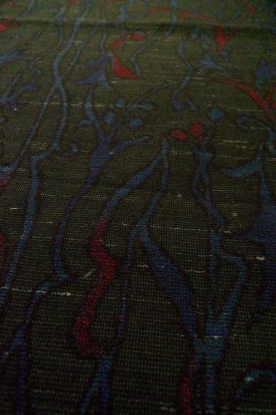Photo10: Mint P0916H Vintage Japanese kimono Black HITOE unlined for women / Wool. Abstract pattern (Grade A) (10)
