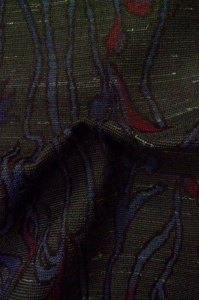 Photo12: Mint P0916H Vintage Japanese kimono Black HITOE unlined for women / Wool. Abstract pattern (Grade A) (12)