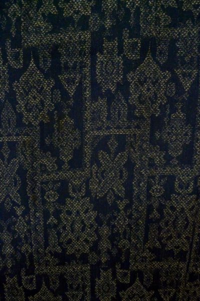 Photo4: P0916I Vintage Japanese kimono Dark Navy Blue HITOE unlined for women / Wool. Abstract pattern, There is an impression of use. (Grade C) (4)