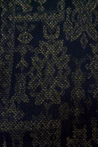 Photo5: P0916I Vintage Japanese kimono Dark Navy Blue HITOE unlined for women / Wool. Abstract pattern, There is an impression of use. (Grade C) (5)