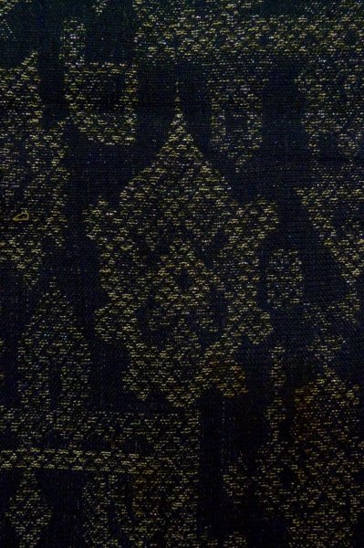 Photo6: P0916I Vintage Japanese kimono Dark Navy Blue HITOE unlined for women / Wool. Abstract pattern, There is an impression of use. (Grade C) (6)