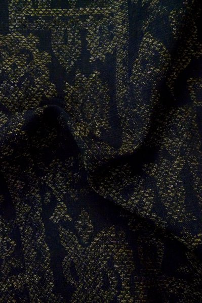 Photo12: P0916I Vintage Japanese kimono Dark Navy Blue HITOE unlined for women / Wool. Abstract pattern, There is an impression of use. (Grade C) (12)