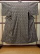 Photo1: Mint P0916J Vintage Japanese kimono Black HITOE unlined for women / Wool. Abstract pattern (Grade A) (1)