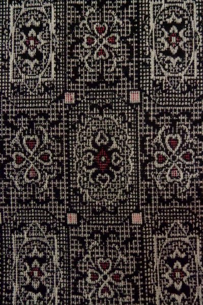 Photo5: Mint P0916J Vintage Japanese kimono Black HITOE unlined for women / Wool. Abstract pattern (Grade A) (5)
